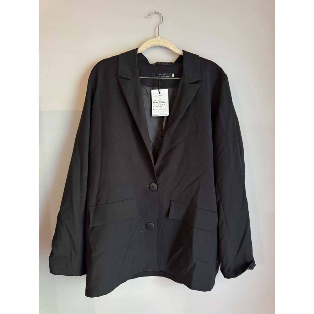 Pulpa Handmade Black 100% Wool Oversized Blazer Jacket Size M/L Poland NWT